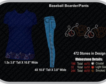 Baseball Border/Pants  Bling Rhinestone design Download