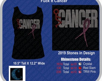 Fuck It Cancer Breast Cancer  Bling Rhinestone design Download