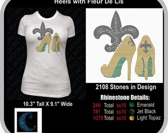 Heels With Fleur De Lis Bling Rhinestone design Download