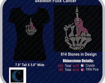Skeleton Hand Fuck Cancer   Bling Rhinestone design Download