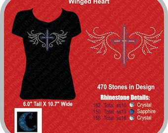Winged Heart  Bling Rhinestone design Download