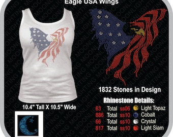 Eagle USA Flag Wings Bling Rhinestone design Download