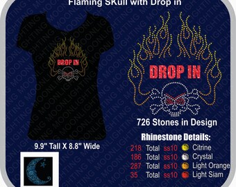 Flaming Skull with Drop in space   Bling Rhinestone design Download