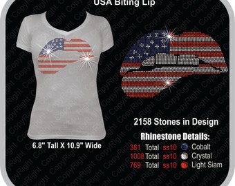 USA Biting lips  Bling Rhinestone design Download