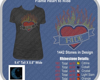 Hearts on fire Love to ride  Bling Rhinestone design Download