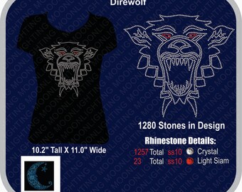 Winter is Coming 2 Direwolf Bling Rhinestone design Download