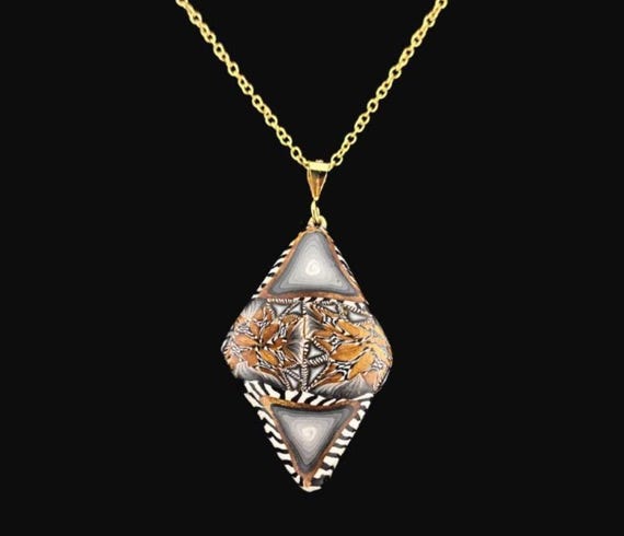 Kaleidoscope Gold Diamond Shaped pendant necklace