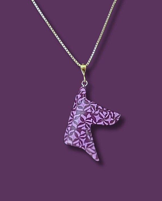 Doberman necklace, purple and lilac