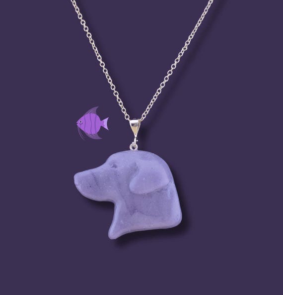 Labrador Retriever Purple Sea Glass Necklace