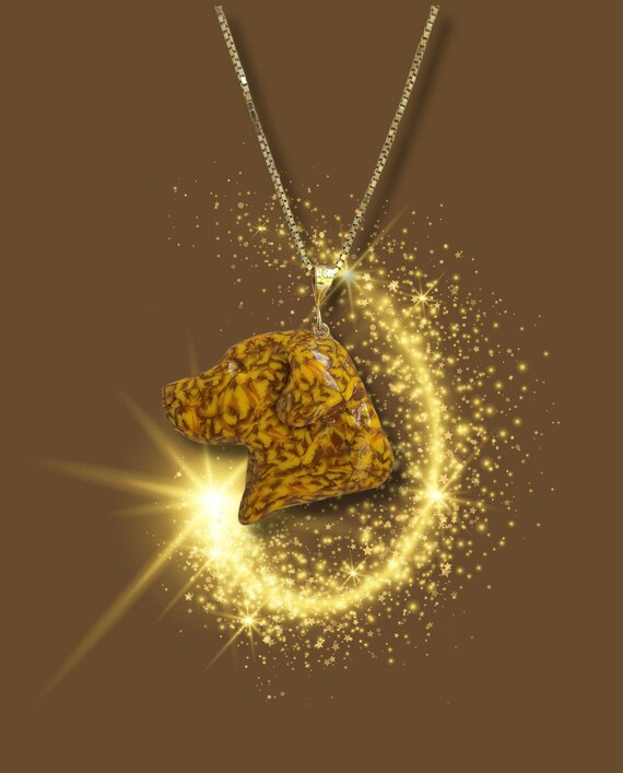 Labrador Retriever Yellow and Brown Mosaic Pendant Necklace
