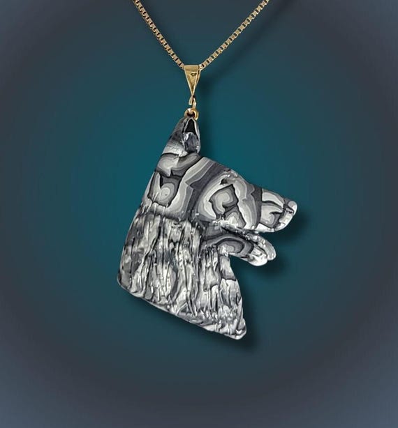German Shepherd Black and White Pendant Necklace