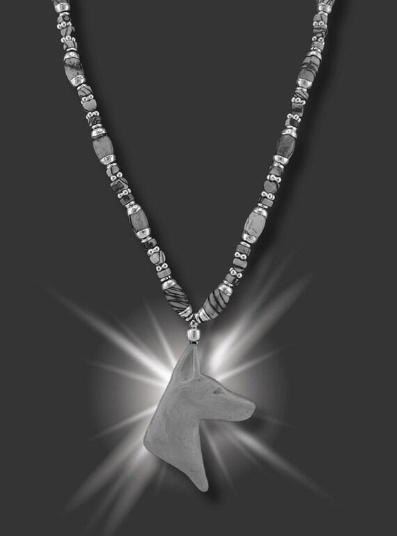 Doberman Necklace, Lightning Jasper
