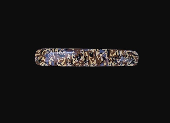 Marbled Brown Barrette, super grip, Vintage Made in France clip