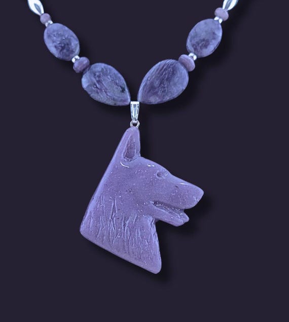 Charoite German Shepherd Necklace