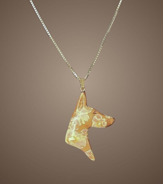 Doberman necklace, daffodil