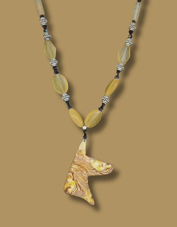Doberman Necklace Yellow Aventurine and Swarovski crystals