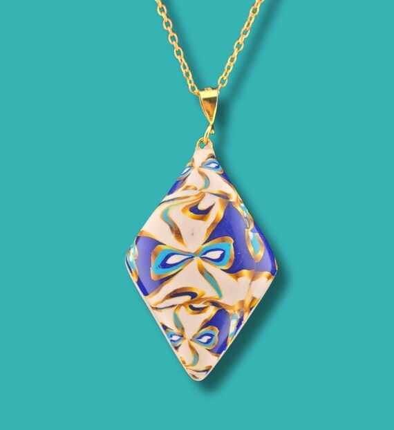 Delft Style Diamond Shaped Pendant