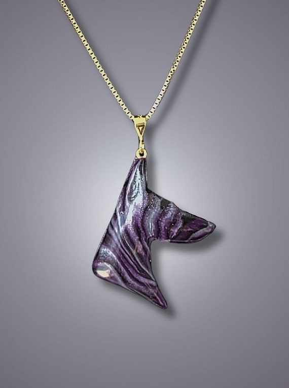 Doberman necklace, purple, silver and black stripes