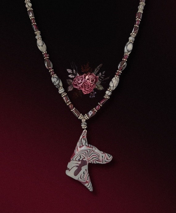 Garnet Lightning Jasper Doberman Necklace