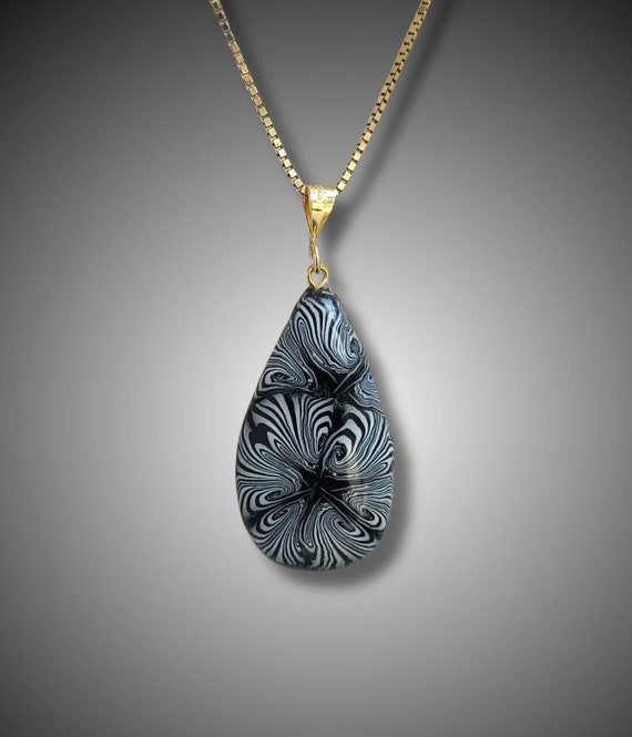 Black and White Paradox Teardrop Pendant Necklace