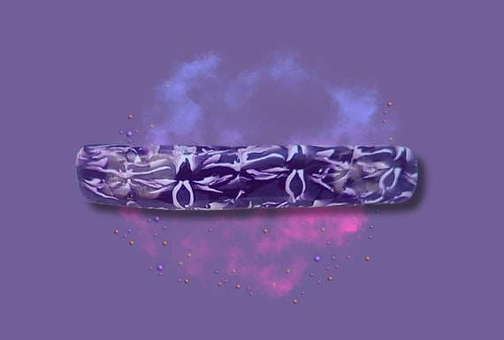 Purple and white barrette, super grip, Vintage Made in France clip