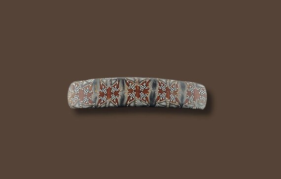 Brown Kaleidoscope Barrette, Super Grip, Vintage Made in France clip