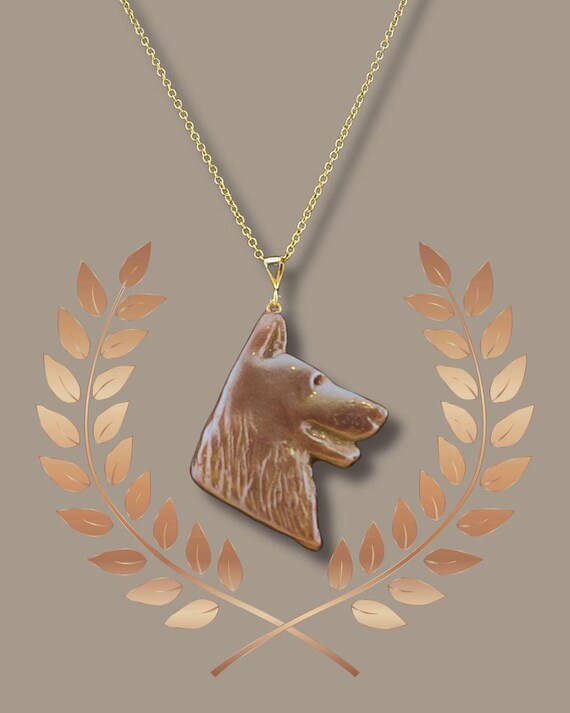 German Shepherd Dog Bronze Necklace