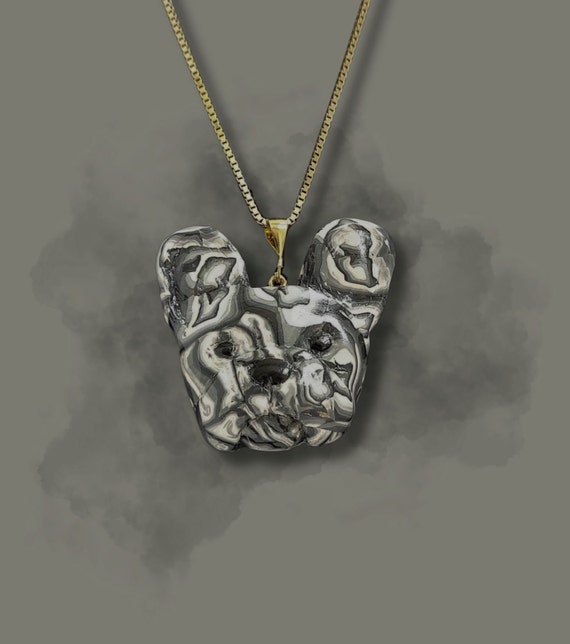 Black and White French Bulldog pendant necklace