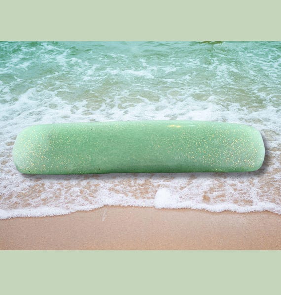 Green Sea Glass Barrette, vintage Made in France clip