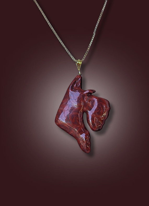 Scottish Terrier necklace, red roses