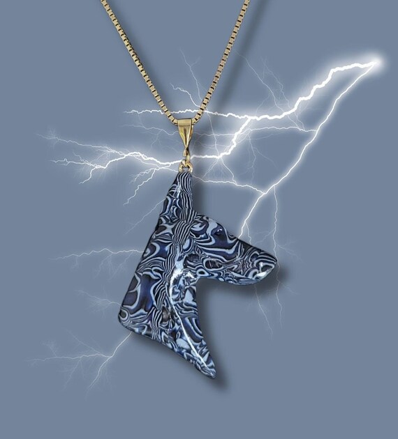 Blue Mokume Gane Doberman Pinscher Necklace
