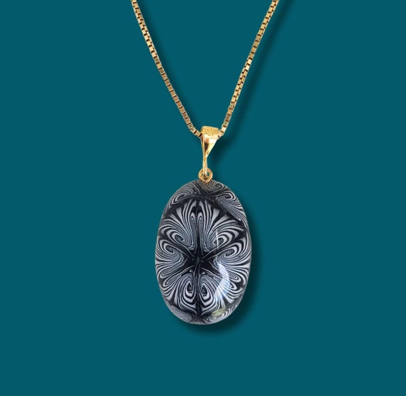 Oval Black and White Paradox Pendant Necklace