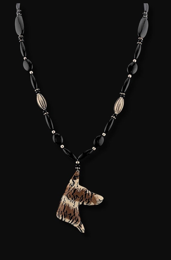 Doberman necklace Onyx and Silver
