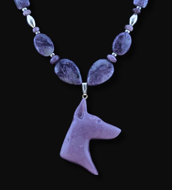 Doberman necklace Charoite
