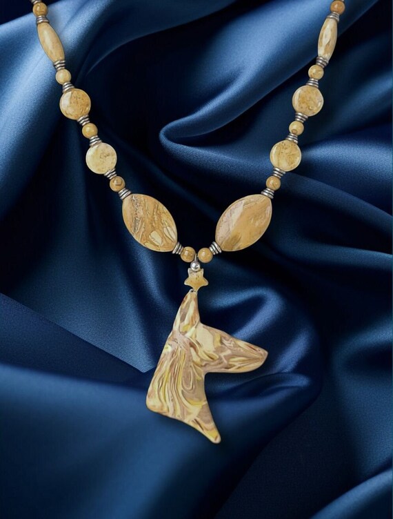 Yellow Jasper Doberman Necklace