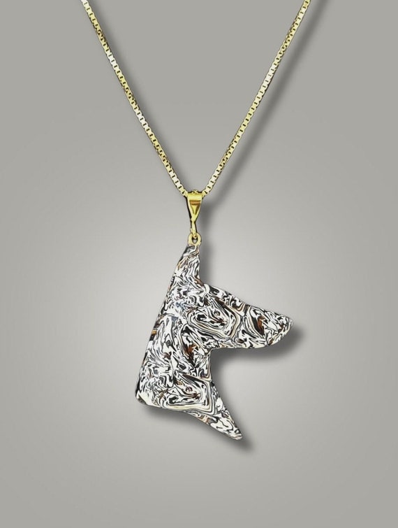 Doberman necklace, black, white and a touch of brown