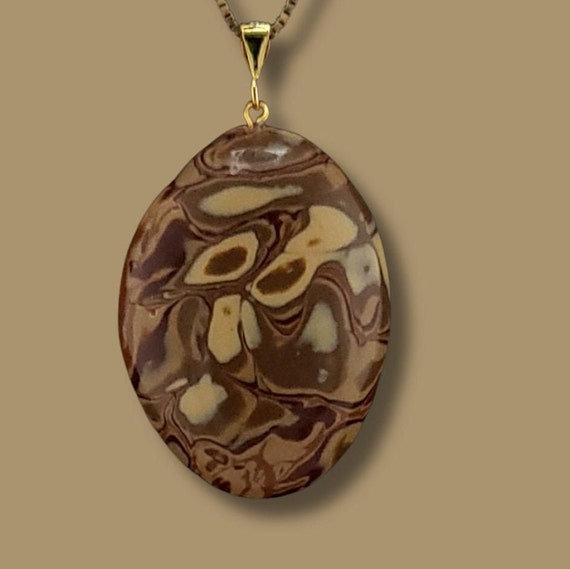 Mokume Gane pendant necklace, shades of brown