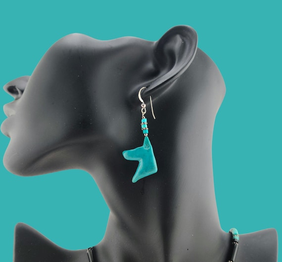 Doberman earrings Turquoise