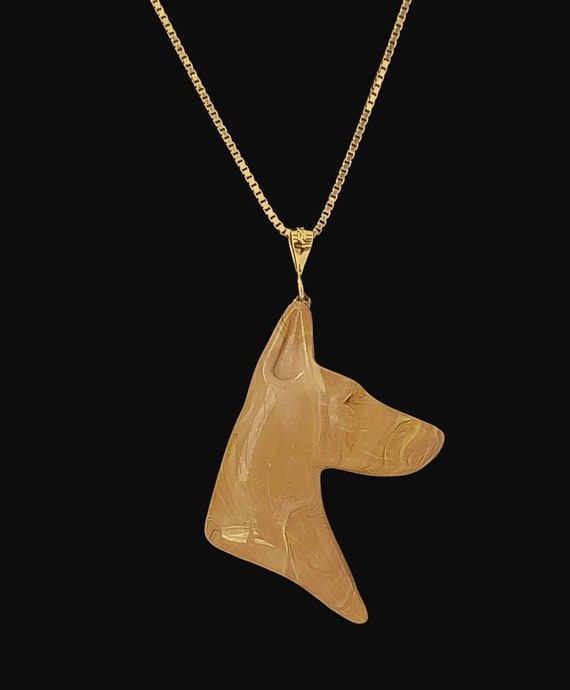 Doberman necklace, marbled gold colored
