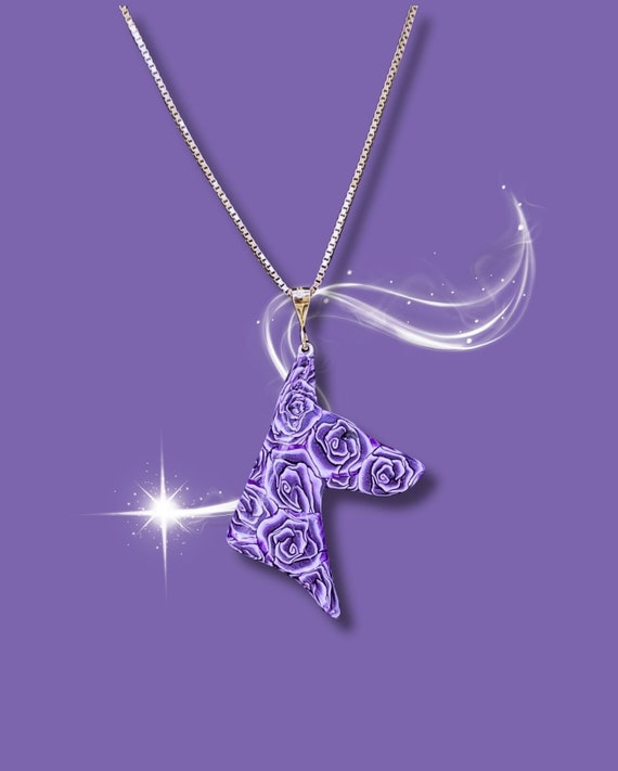 Doberman Necklace, purple roses