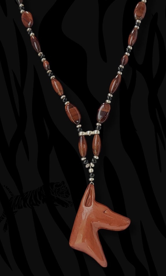 Tiger's Eye Doberman Necklace
