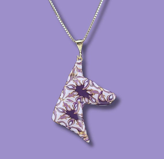 Doberman Necklace, Purple, Gold and Lavender
