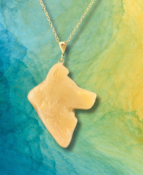 Shetland Sheepdog necklace, yellow sea glass