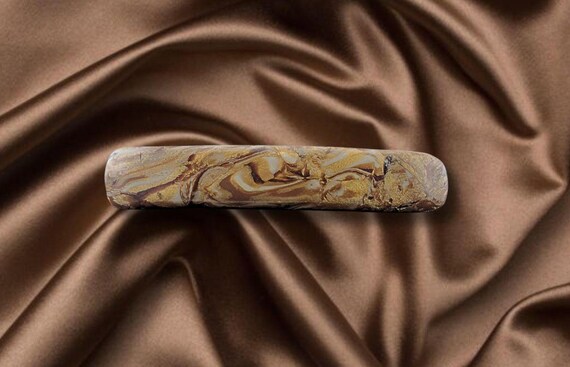 Gold Marbled Barrette, super grip, vintage Made in France clip