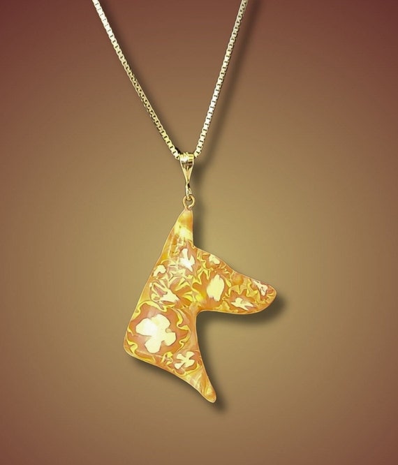 Doberman necklace, orange flowers