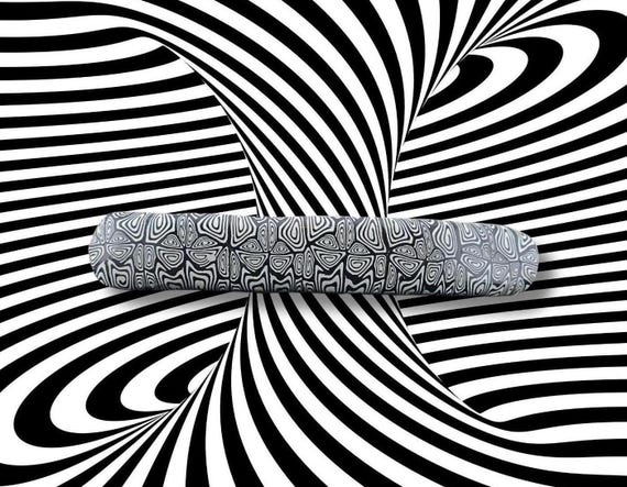 Black and White Op Art Barrette, Super Grip, Vintage Made in France Clip
