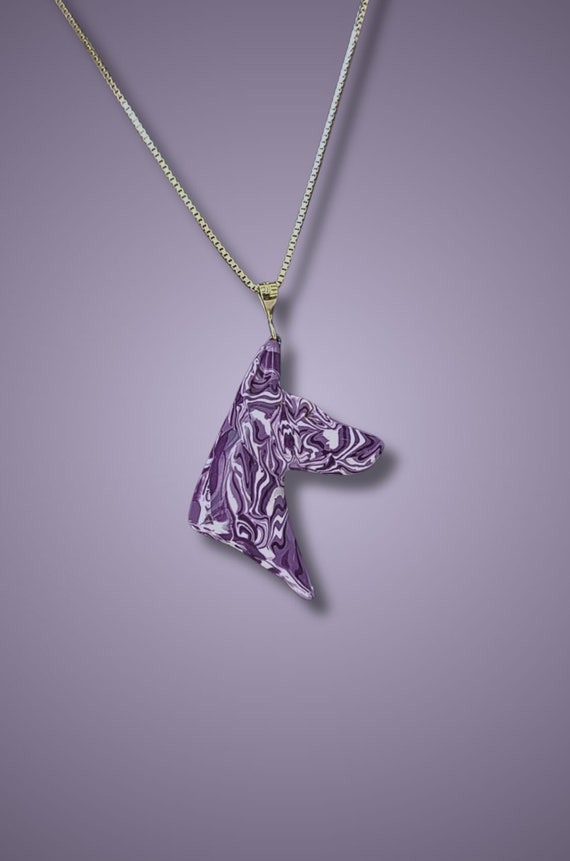 Doberman Necklace,  Purple and White