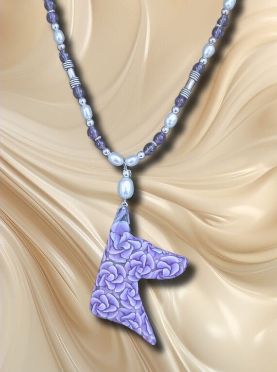 Doberman necklace amethyst and pearl