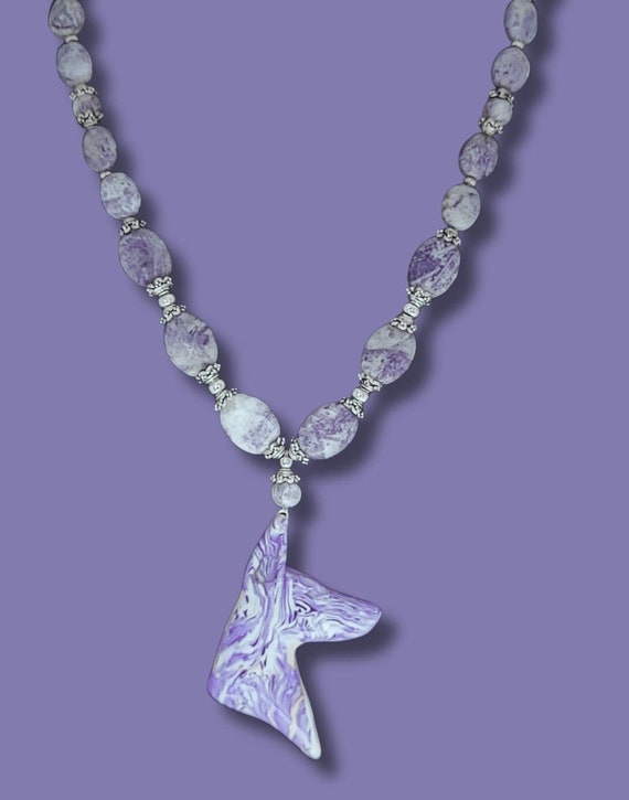 Doberman necklace, Sugilite and Sterling Silver