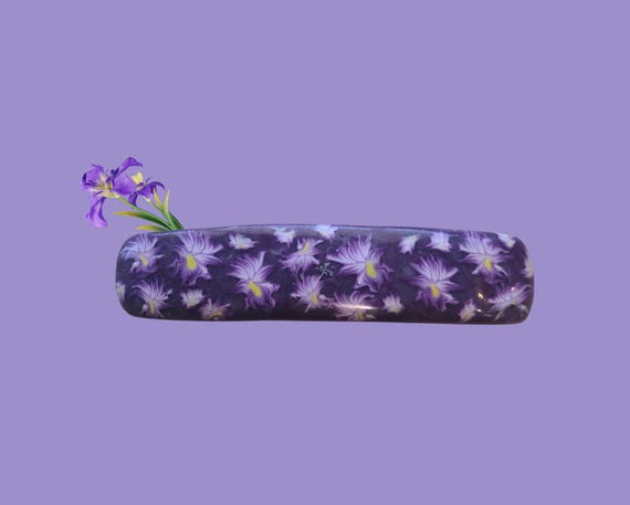 Purple Iris Barrette, Super Grip, Vintage Made in France clip